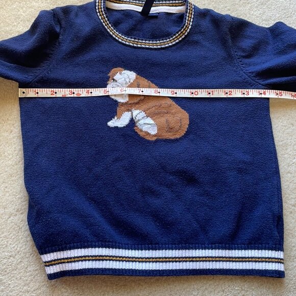 Janie and Jack Bulldog Puppy Sweater Connor Navy Intarsia-Knit Size 5 - Picture 6 of 8
